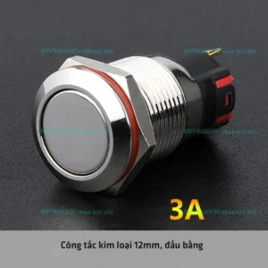 Công tắc 12mm kim loại đầu bằng (chân giắc ghim)