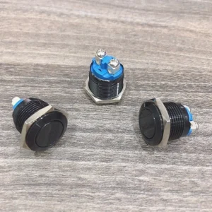 Công tắc 16mm kim loại vỏ đen chân bắt vít