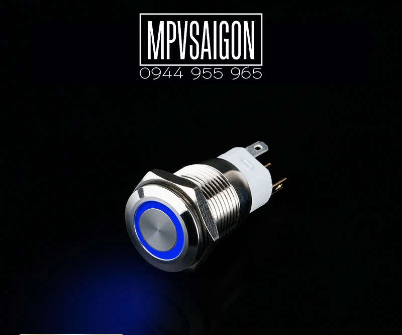 Công tắc kim loại 16mm LED tròn nhấn khóa/ Locking 12V~24V