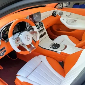 Benz C300 bọc da đổi màu nội thất cam Hermes phối trắng