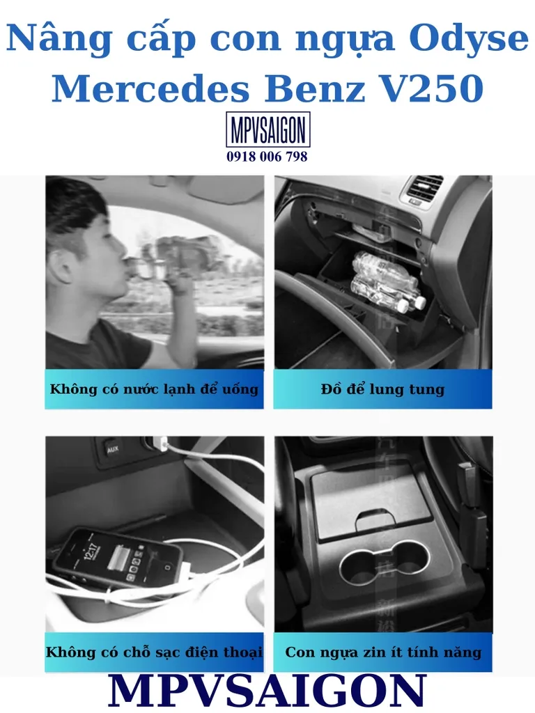 Góc chụp thực tế con ngựa tì tay Odyse trên xe Mercedes V250 3