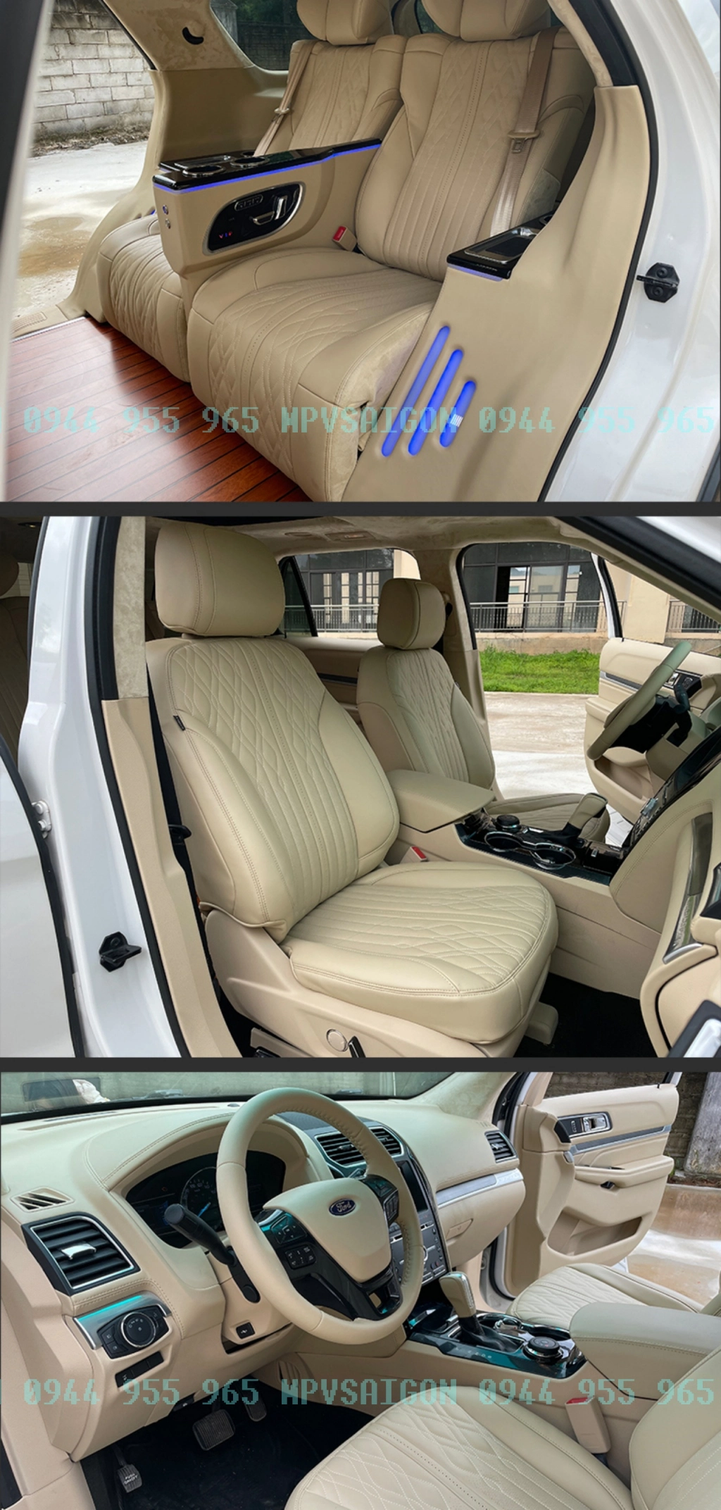 Chi tiết ghế VIP Ford Explorer bọc da cao cấp