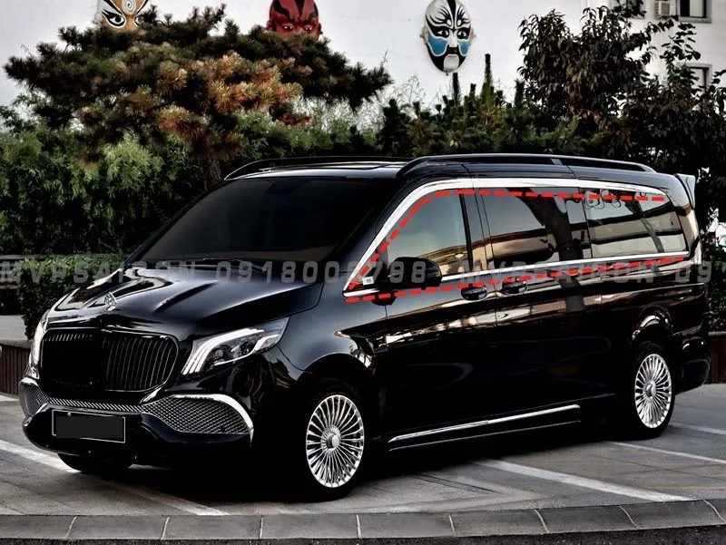 Nâng cấp bộ nẹp chân kính Benz V250 chrome và titan - Ảnh 3