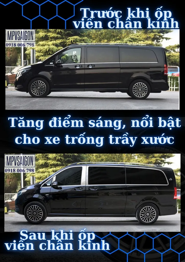 Ốp viền chân kính dành riêng Mercedes V250 - Ảnh 3