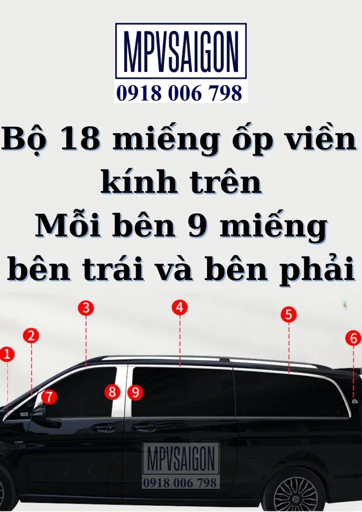 Ốp viền chân kính dành riêng Mercedes V250 - Ảnh 4