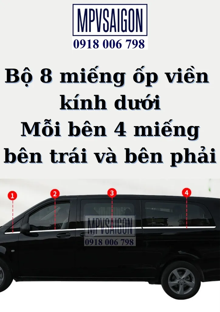 Ốp viền chân kính dành riêng Mercedes V250 - Ảnh 5