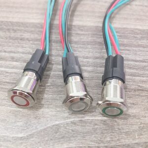 Công tắc kim loại LED tròn - đầu bằng 12mm 12V 24V Nhấn nhả
