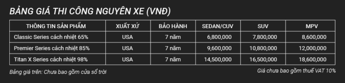 12 HÃNG PHIM CÁCH NHIỆT Ô TÔ - BÁO GIÁ MỚI NHẤT