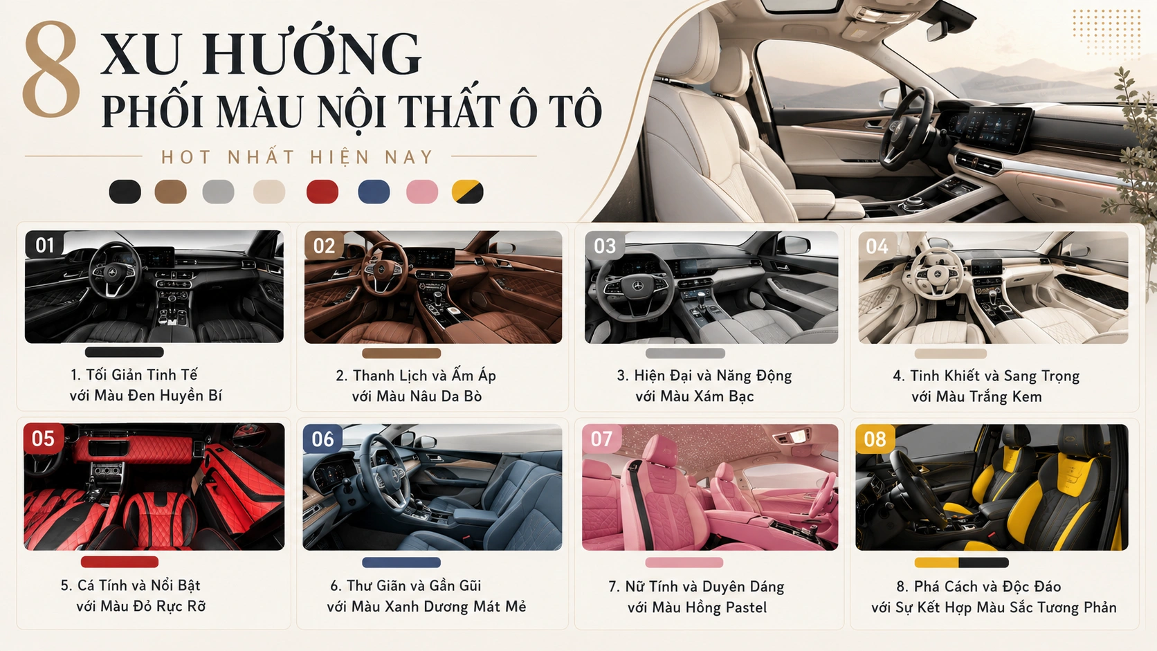 8 xu hướng phối màu nội thất ô tô hot nhất hiện nay