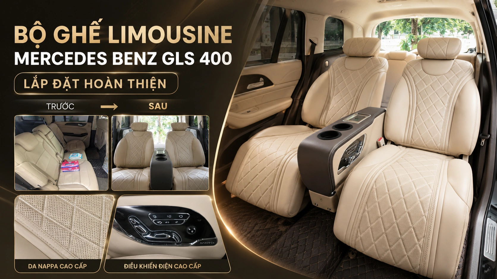BỘ GHẾ LIMOUSINE MERCEDES BENZ GLS 400 – LẮP ĐẶT HOÀN THIỆN
