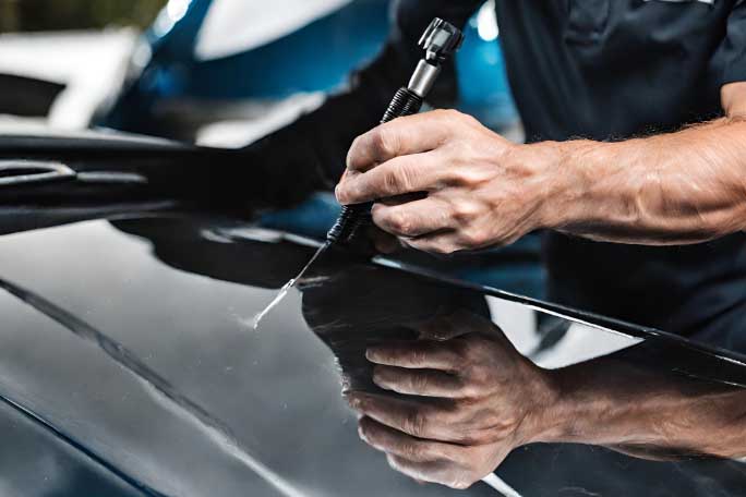 Sử dụng bút sáp dặm xóa vết xước sơn trùng màu phom xe