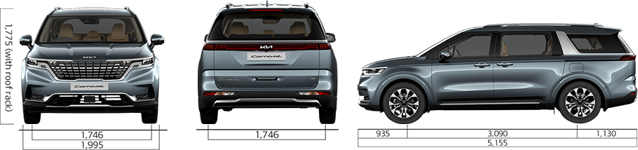 Sơ đồ mô phỏng dải thông số ba chiều của dòng xe Kia Carnival thế hệ mới