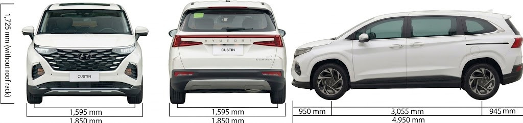Mẫu xe Hyundai Custin sở hữu kích thước tối ưu cho việc dịch chuyển linh hoạt trong phố thị