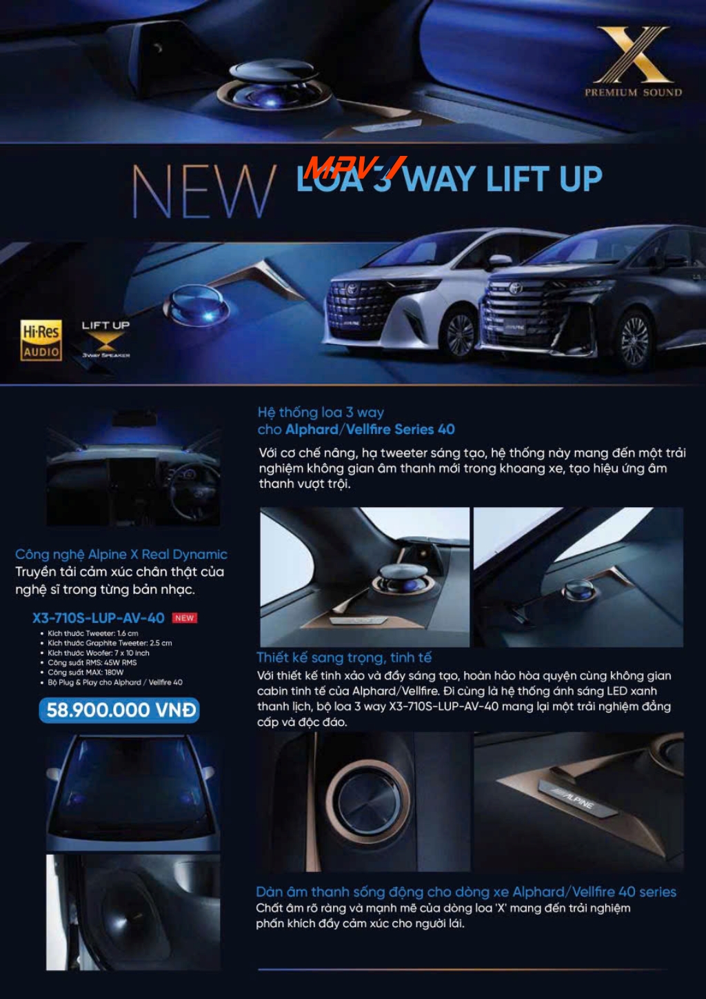 Alpine 3 way lift up cho Toyota Alphard âm thanh xe hơi