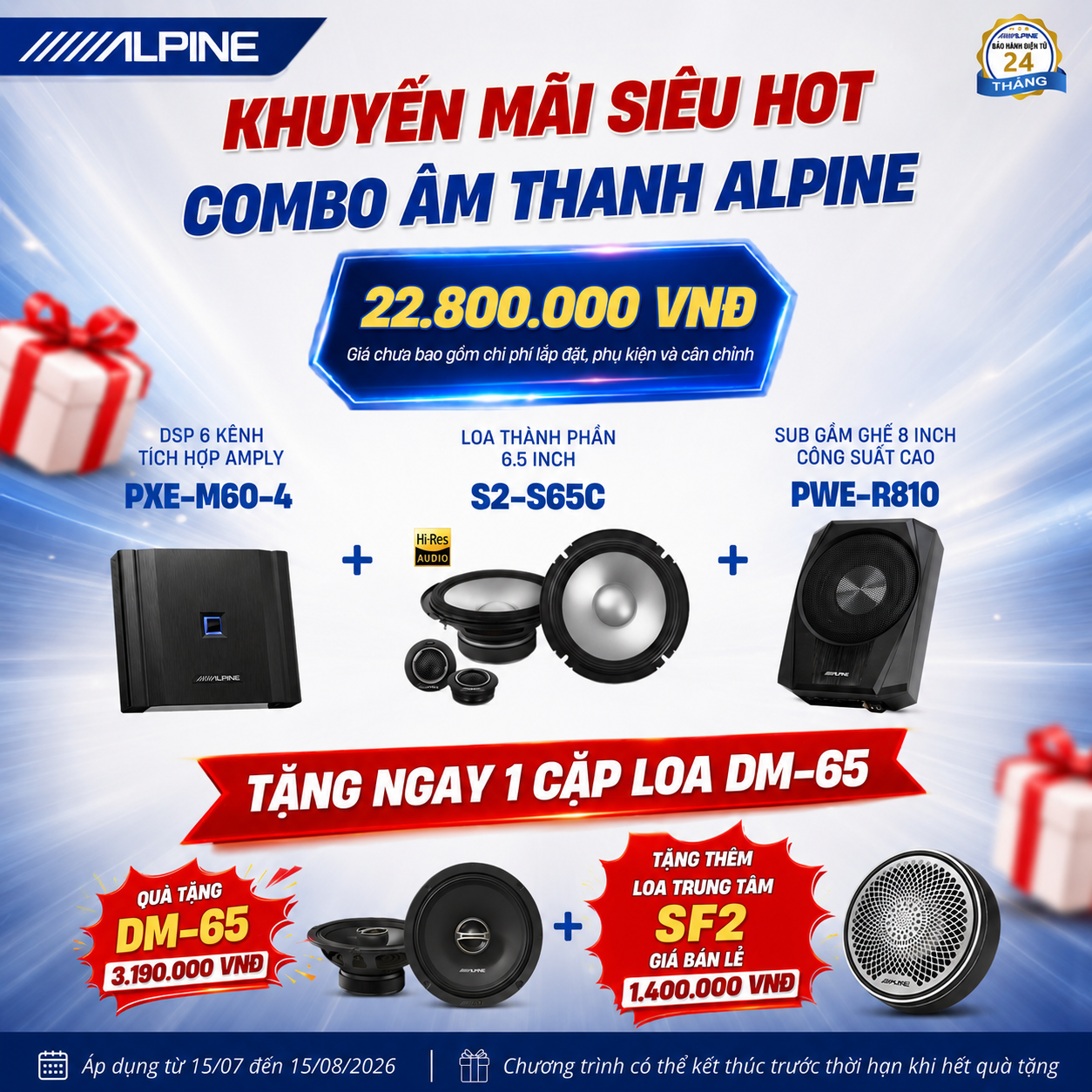 🔥 ĐẠI TIỆC KHUYẾN MÃI ALPINE: 4 COMBO LÊN ĐỜI ÂM THANH XẾ SANG 🔥