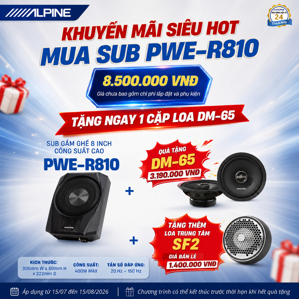 🔥 ĐẠI TIỆC KHUYẾN MÃI ALPINE: 4 COMBO LÊN ĐỜI ÂM THANH XẾ SANG 🔥