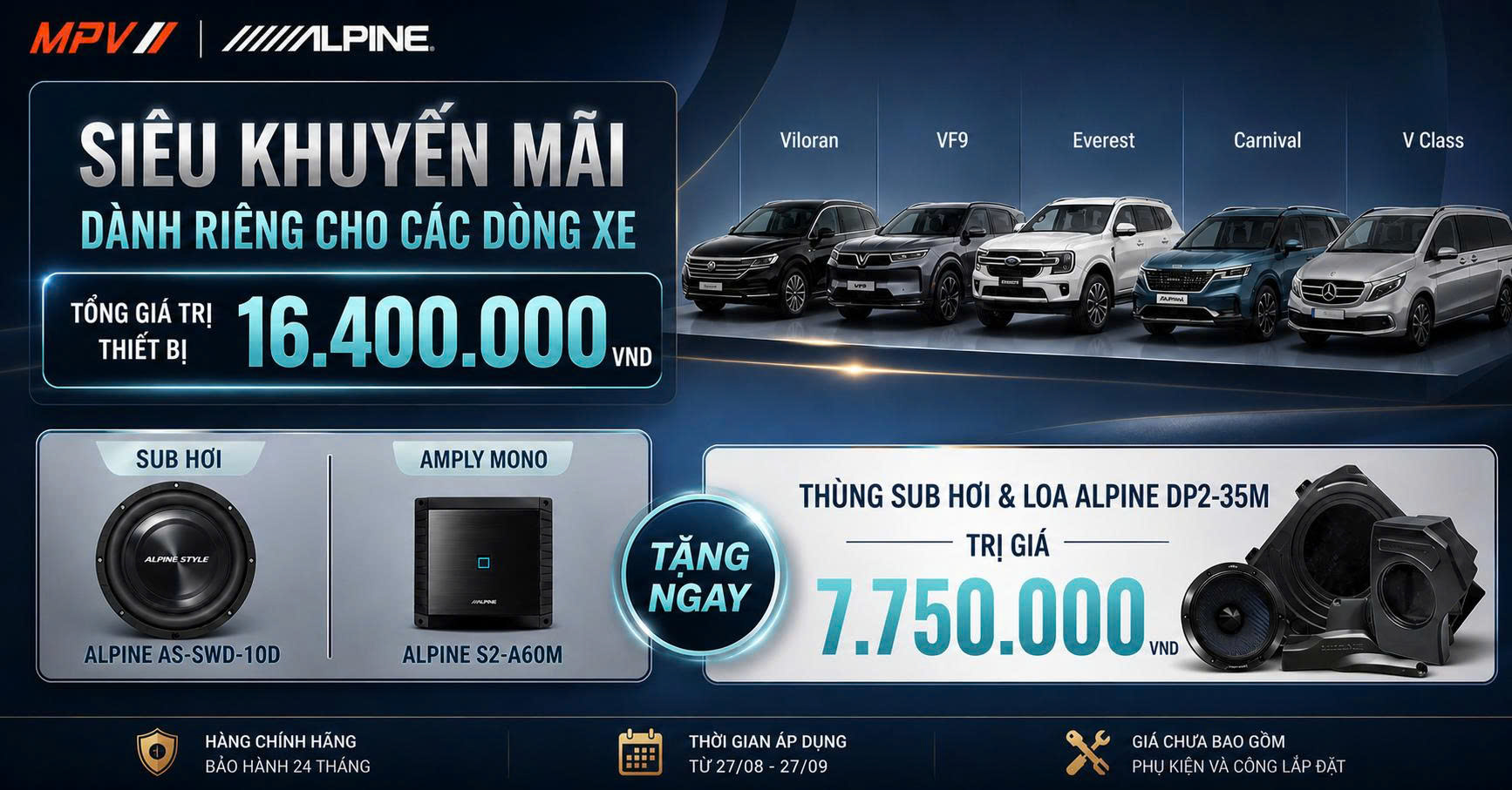[Siêu Ưu Đãi] Nâng Cấp Âm Thanh Alpine: Tặng Bộ Quà 7.750.000đ Tại MPVSAIGON